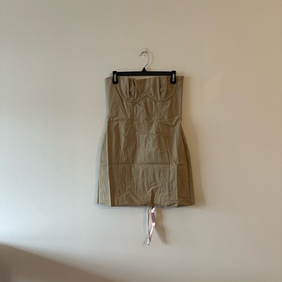 NEW House of CB Elissa Stone Tan Strapless Corset Mini Dress M D-E Plus Cup - Picture 2 of 8